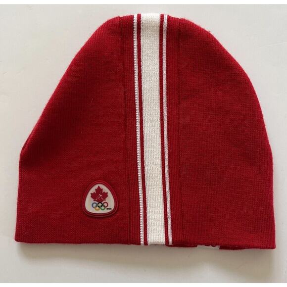HBC Hudsons Bay Company Canada 2006 Olympic Team Hat Adult OS Red White Knit - Picture 1 of 7